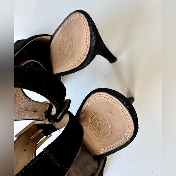 Tory Burch 'Brittania' Peep Toe Suede Bootie, black, size 9 - Picture 10 of 16